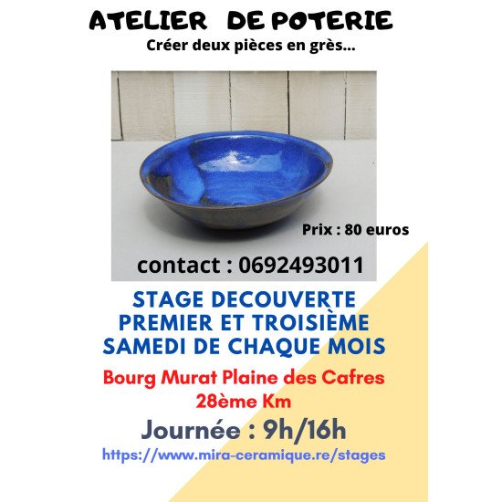 Stage Découverte poterie / Les premier et troisième Samedis du mois. Stage Découverte poterie / Les premier et troisième Samedis du mois.